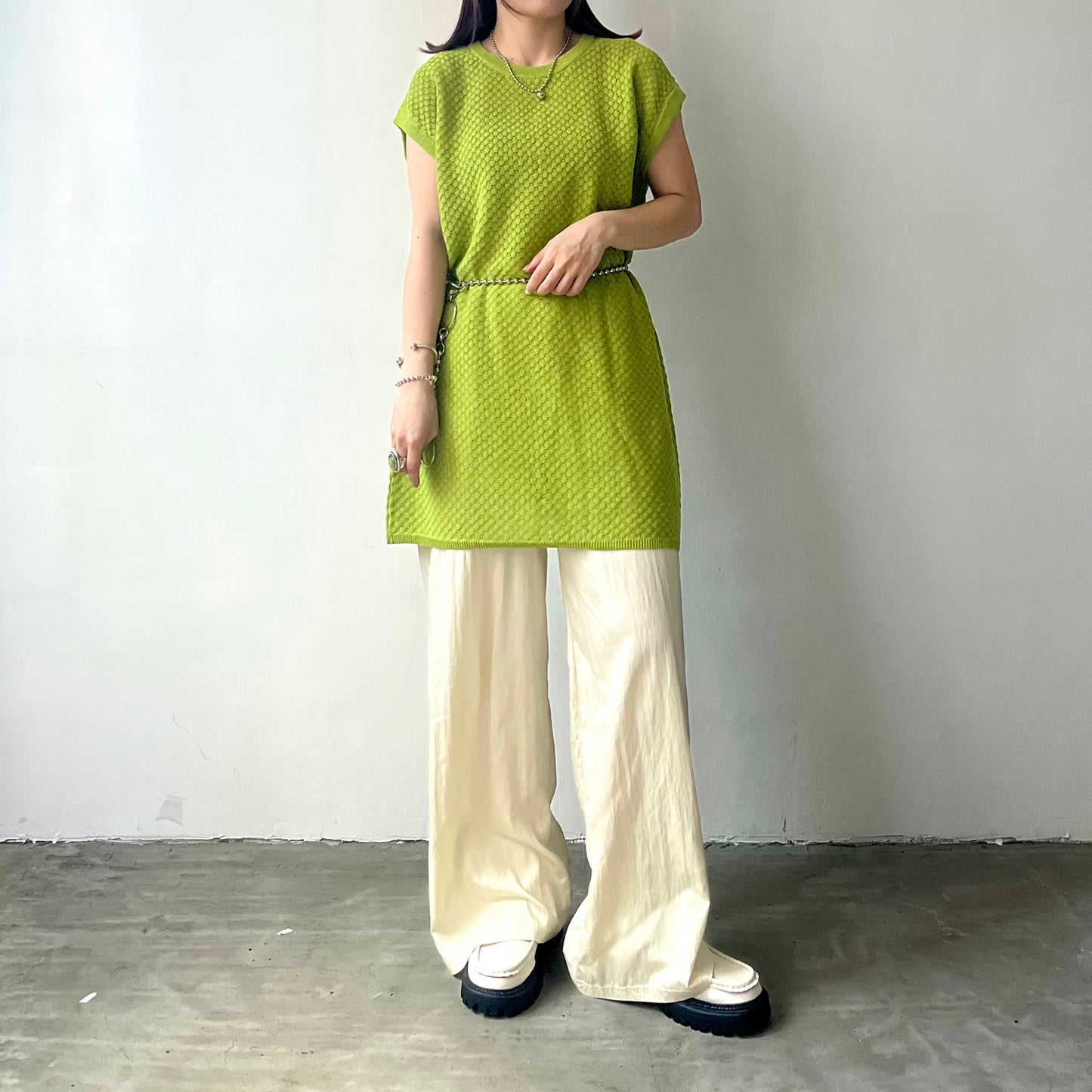 TP169 - Knitwear Vest | Ivory | Green