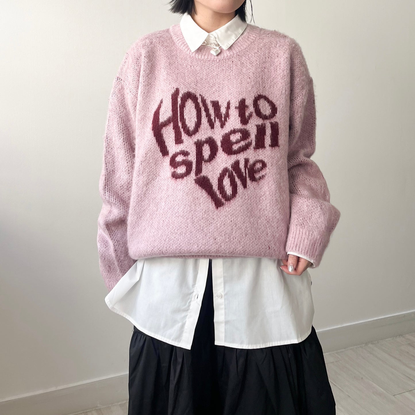 TP456- " HOW TO SPELL LOVE " Sweaters | Pink | Navy | Lime