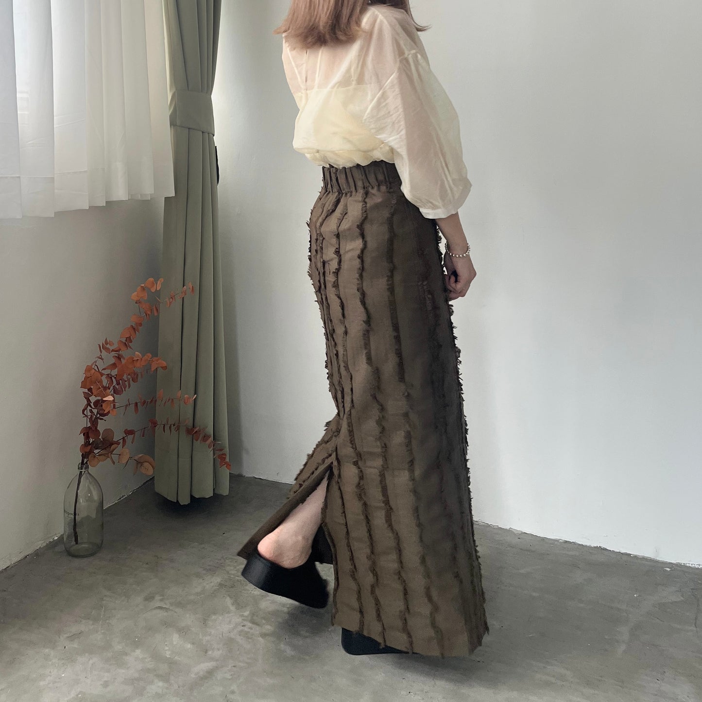 SK40- Stripe Soso Skirt | Khaki | Black