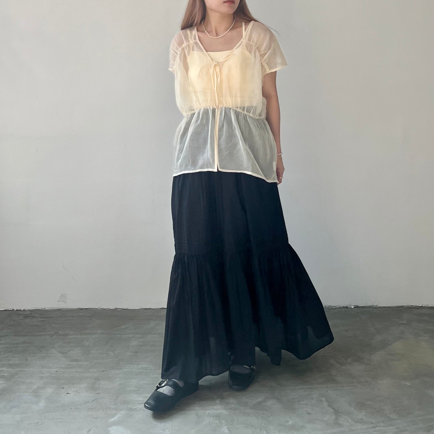 SK31- Cotton Flare Skirt | White | Black