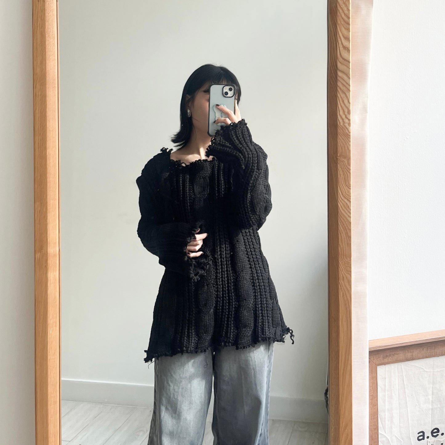 TP443- 破邊粗冷衫 | Ivory | Red | Grey | Black