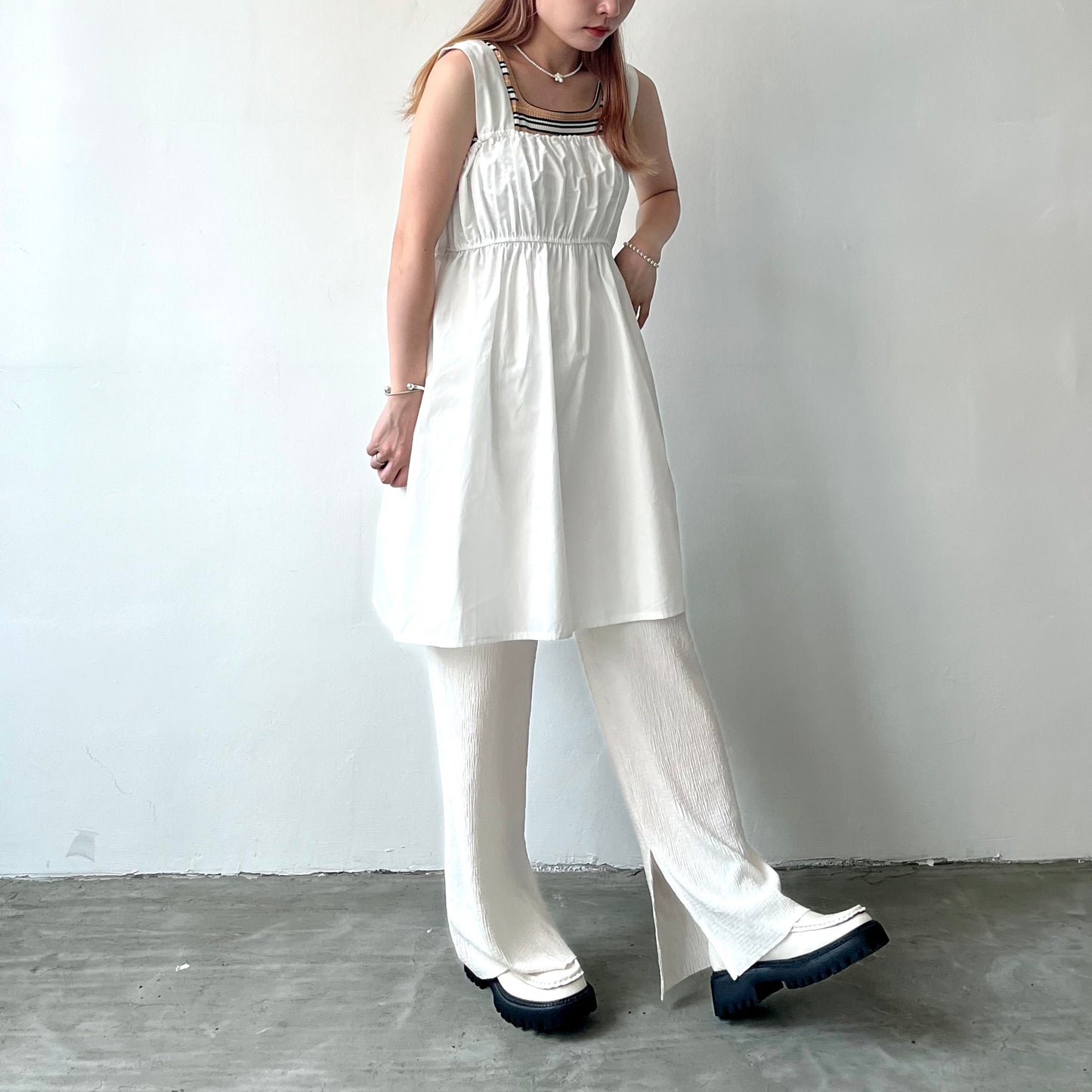 OP34- Thick Shoulder Straps Dress | White | Black