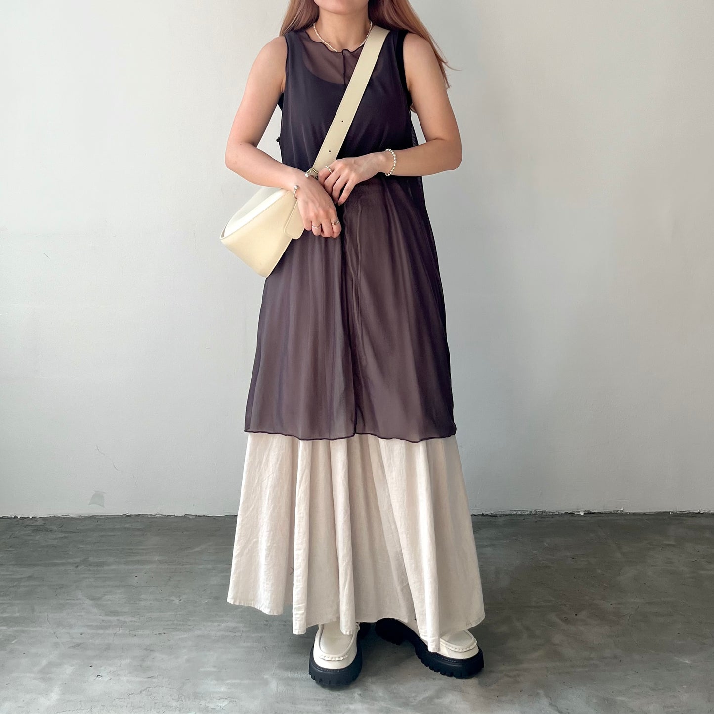 OP31- See-through Vest One Piece | Khaki | Brown | Black