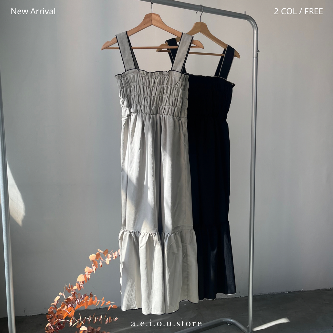 OP47- Camisoles Ruffle One Piece | Grey | Black