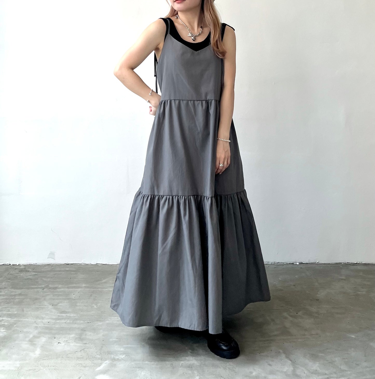 OP33- Ribbon Tiered One Piece | Grey | Black | Green
