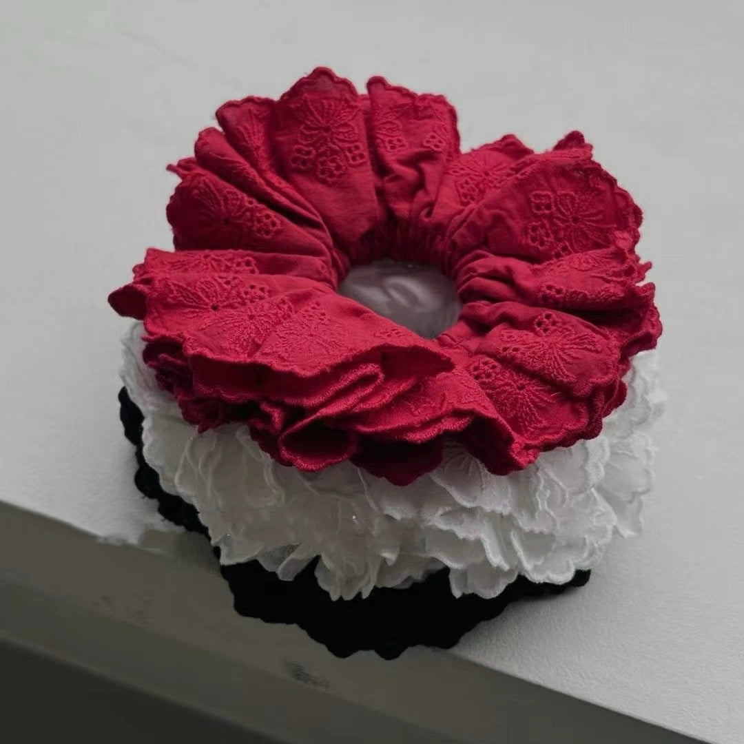 AC187- 雙層通花橡筋圈 |White | Red | Black | Purple | Blue | Butter