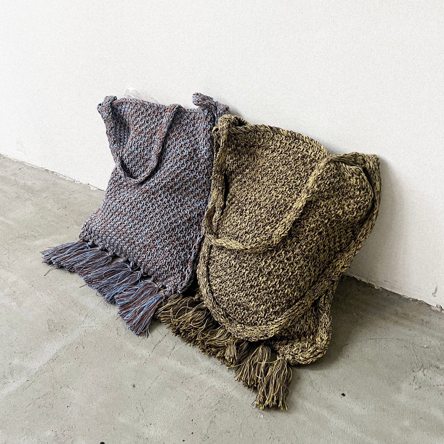 BG24- 2 Way Knitted Bag | Blue | Khaki