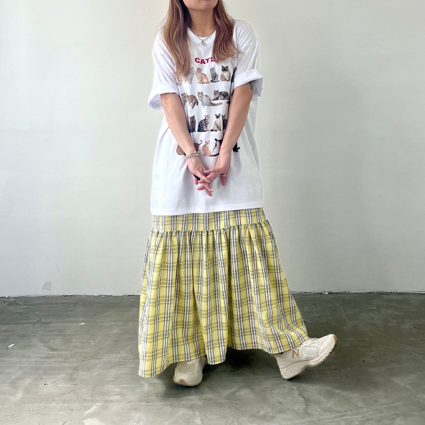 TP166- Cat Over Size Tee | White | Black
