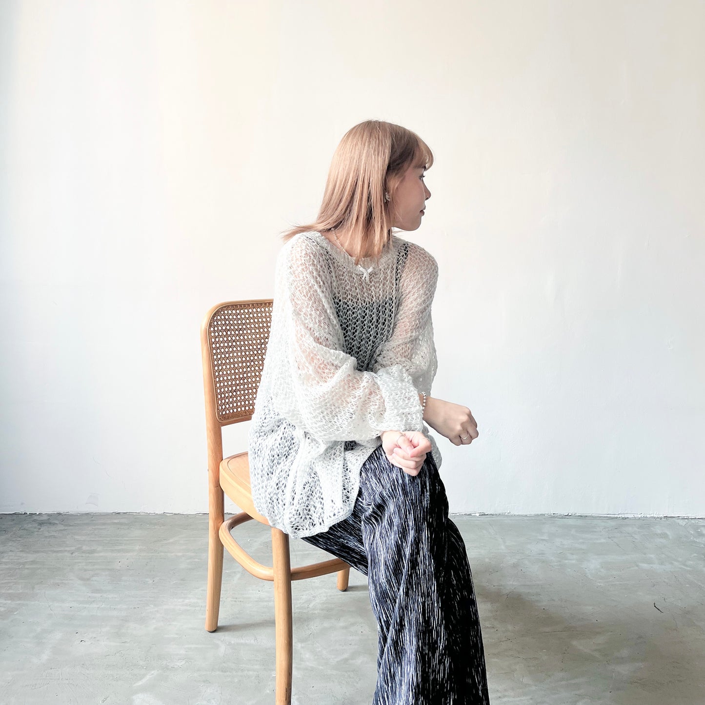 TP210- Knitted Top | Ivory | Light Grey