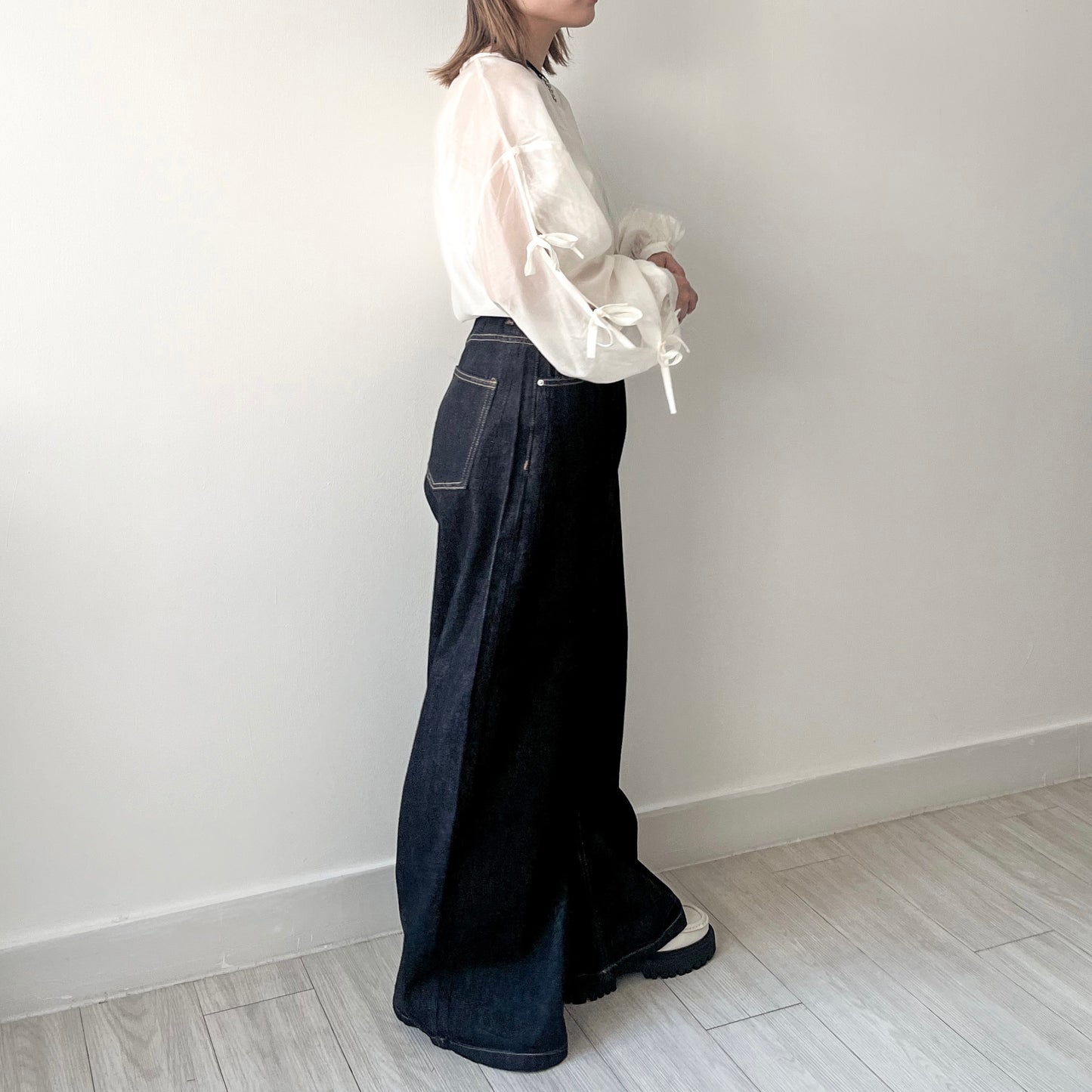 ( must have!! ) PT62- Wide Denim pants | Navy | Blue ( S / M )