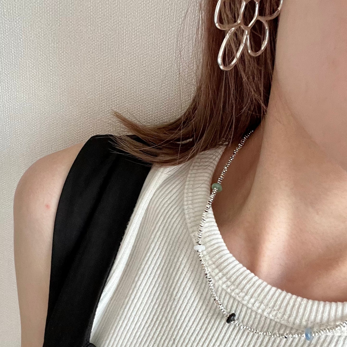 AC72- Silver Beams Mix Necklace