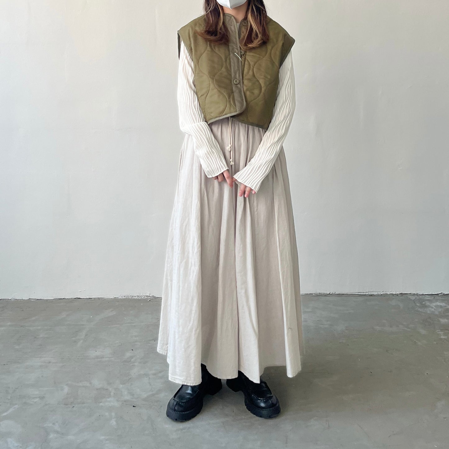 JK01 夾棉短背心外套 | Ivory | Beige | Khaki | Black