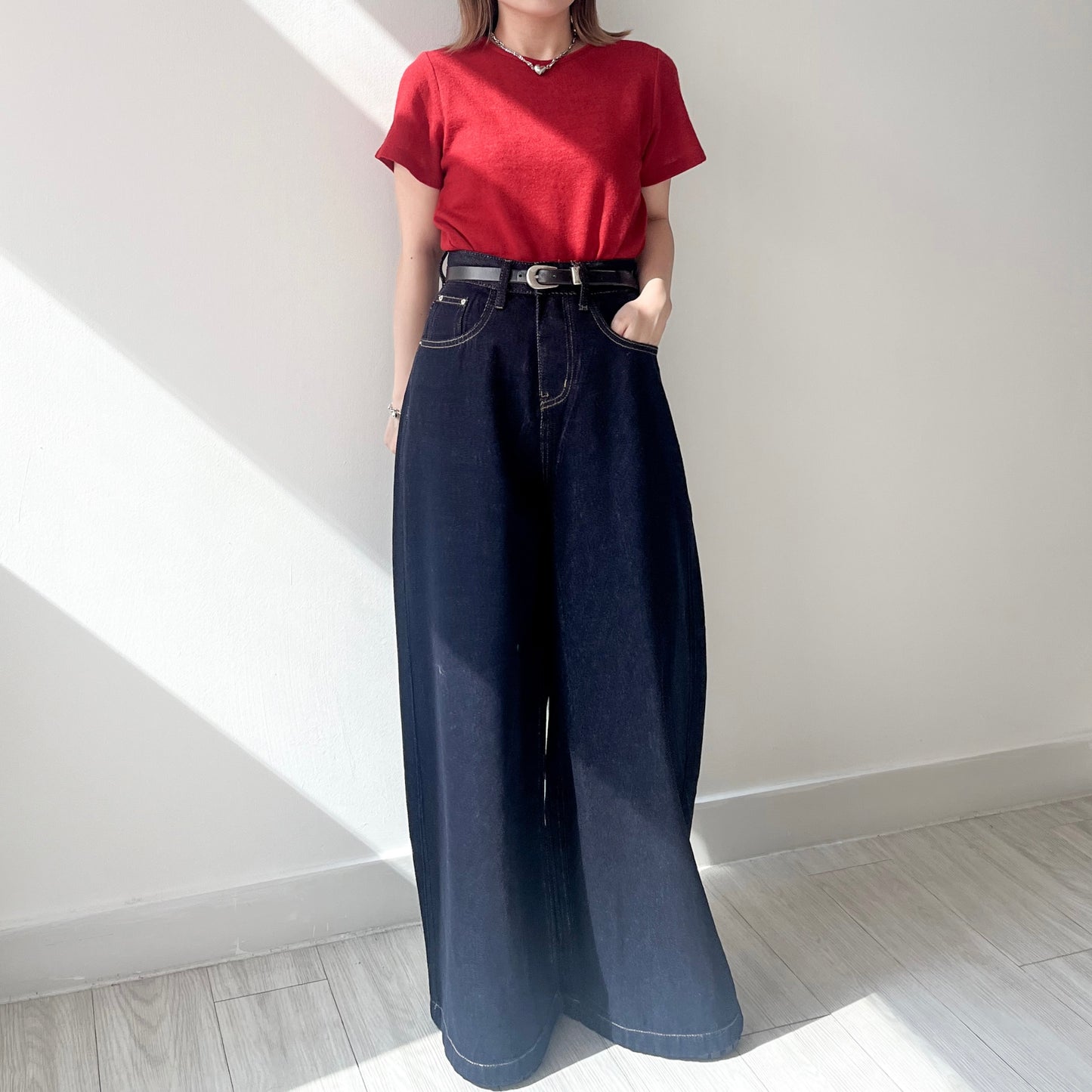 ( must have!! ) PT62- Wide Denim pants | Navy | Blue ( S / M )