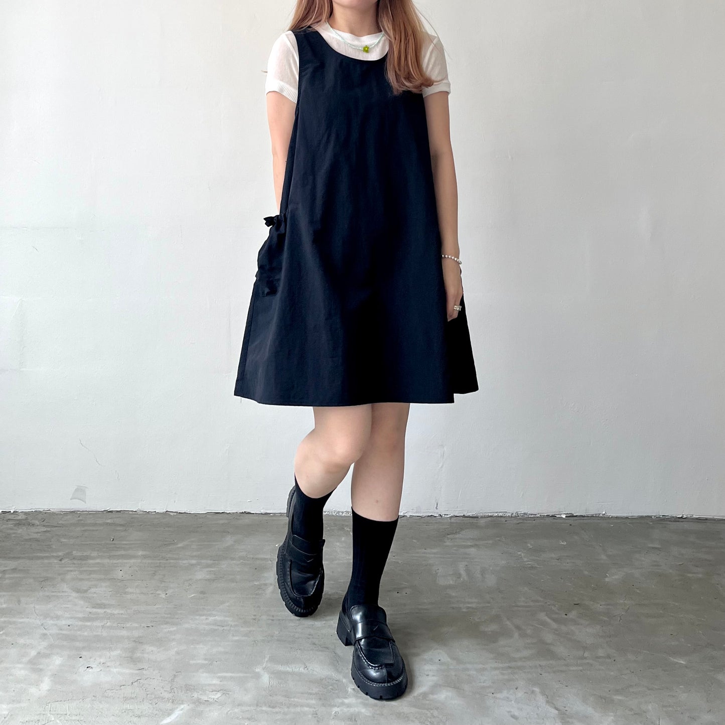 OP32- Short U Shape Mini Dress | White | Black