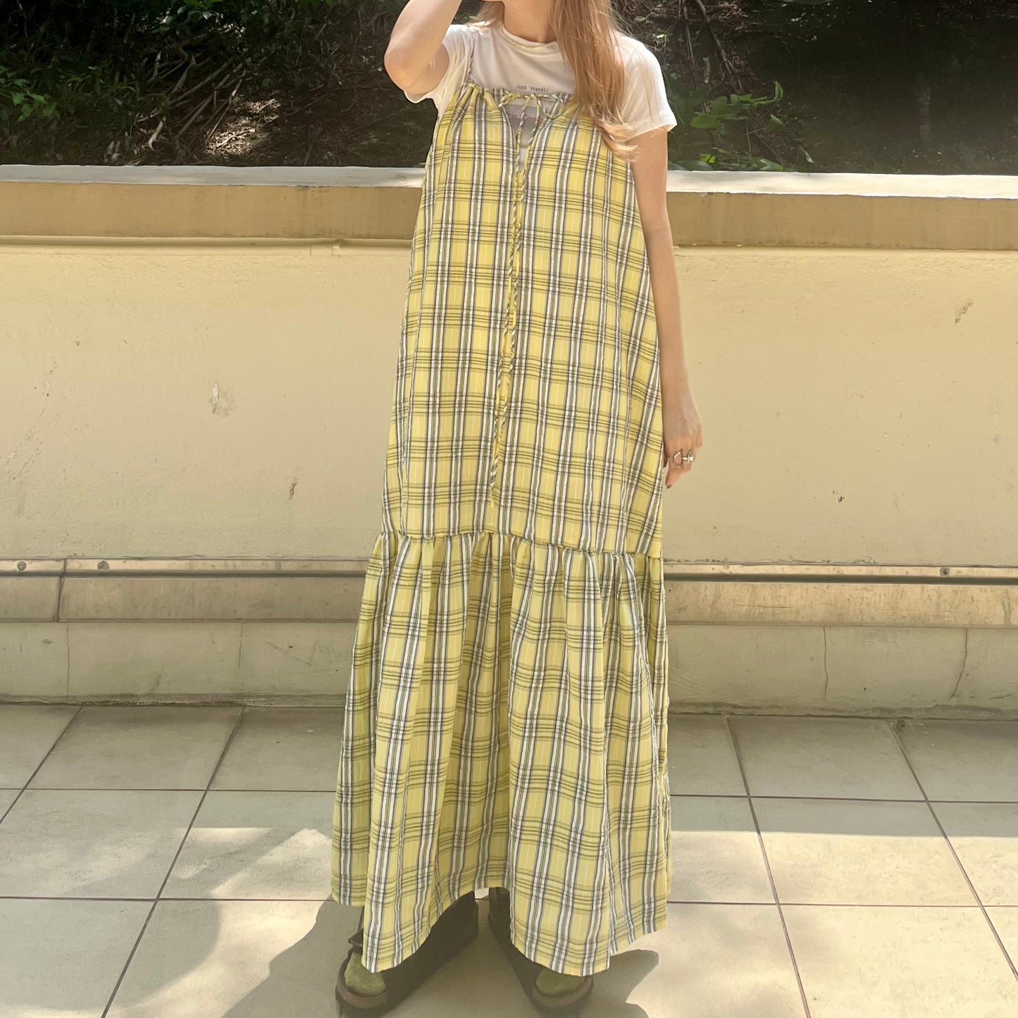 OP28- 2 Way Checked Dress | Yellow | Blue