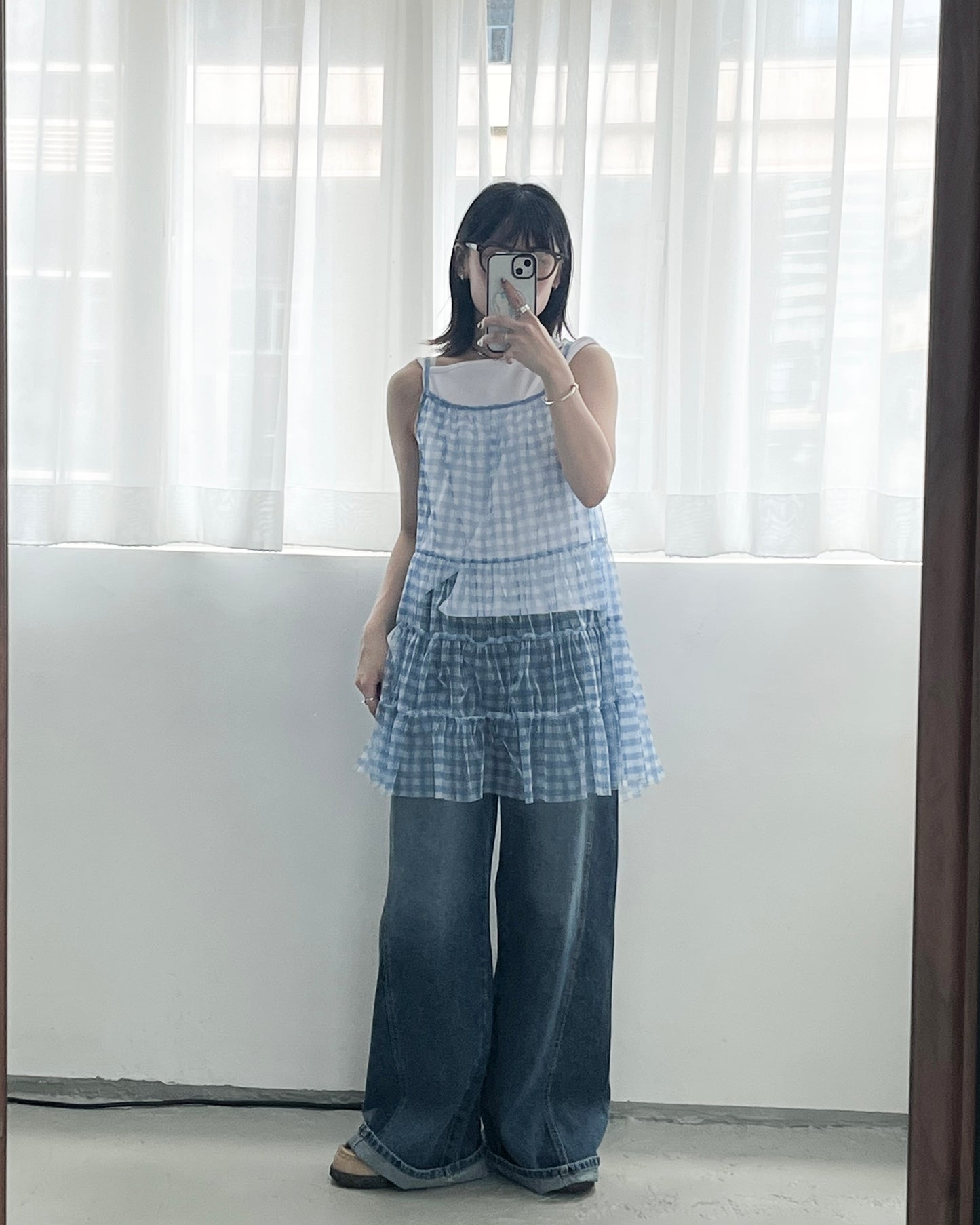 PT95- Wide Leg Blue Denim Jeans ( S / M )