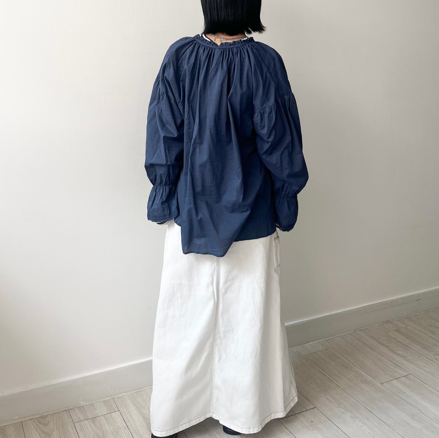 SK102- A-Line Denim Skirt | White ( S / M )