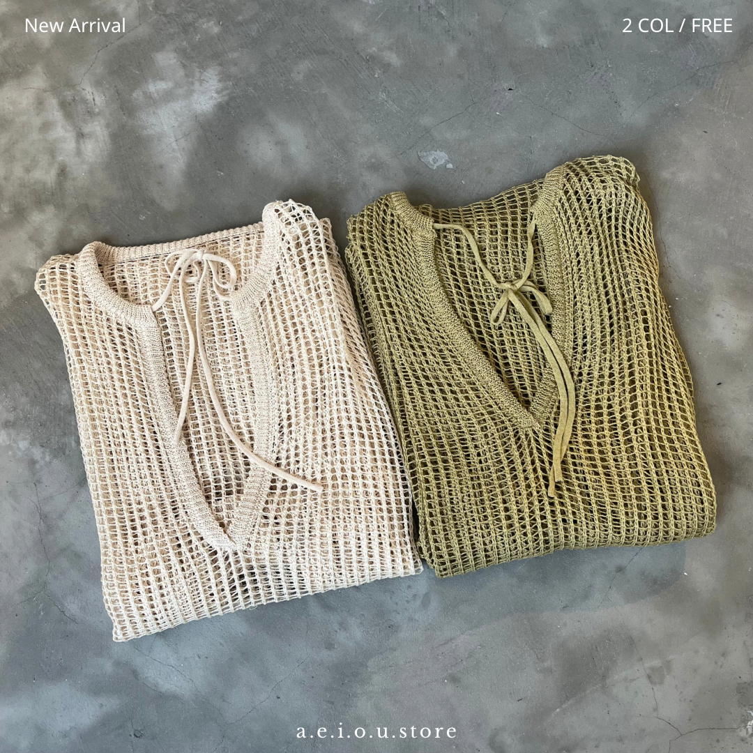 OP40- Long Knit One Piece | Ivory | Green