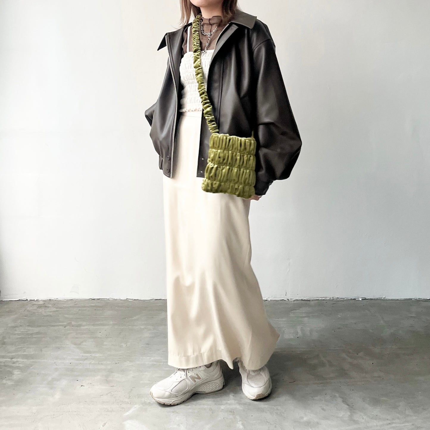BG23- Mini Fannel Crinkle Bag | Beige | Green | Brown | Black
