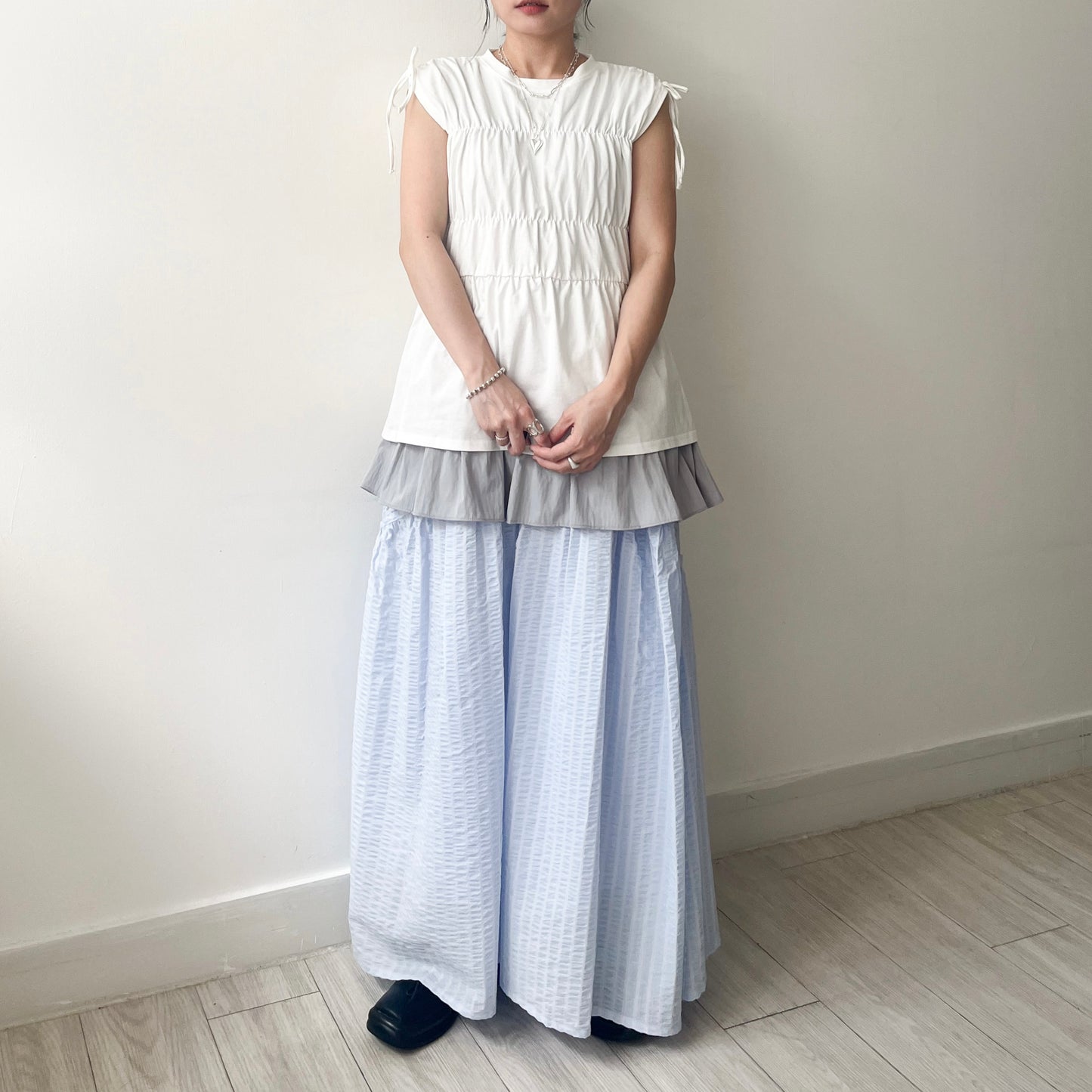 SK123- Flared Skirt | Ivory | Blue | Black