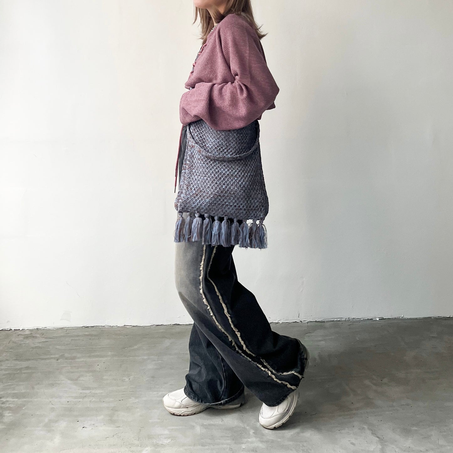 BG24- 2 Way Knitted Bag | Blue | Khaki