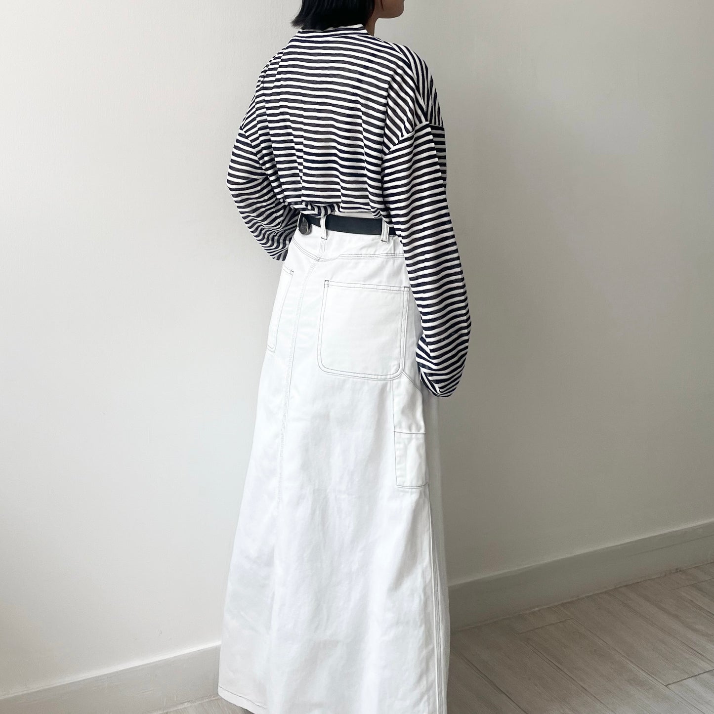 SK102- A-Line Denim Skirt | White ( S / M )