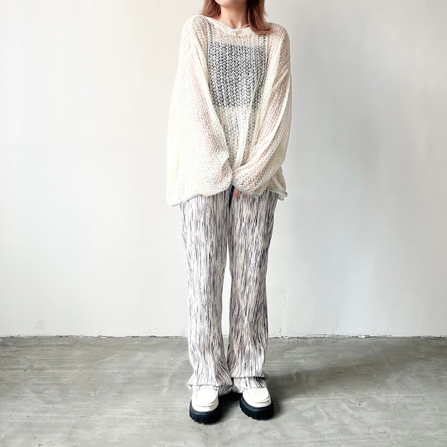 TP210- Knitted Top | Ivory | Light Grey