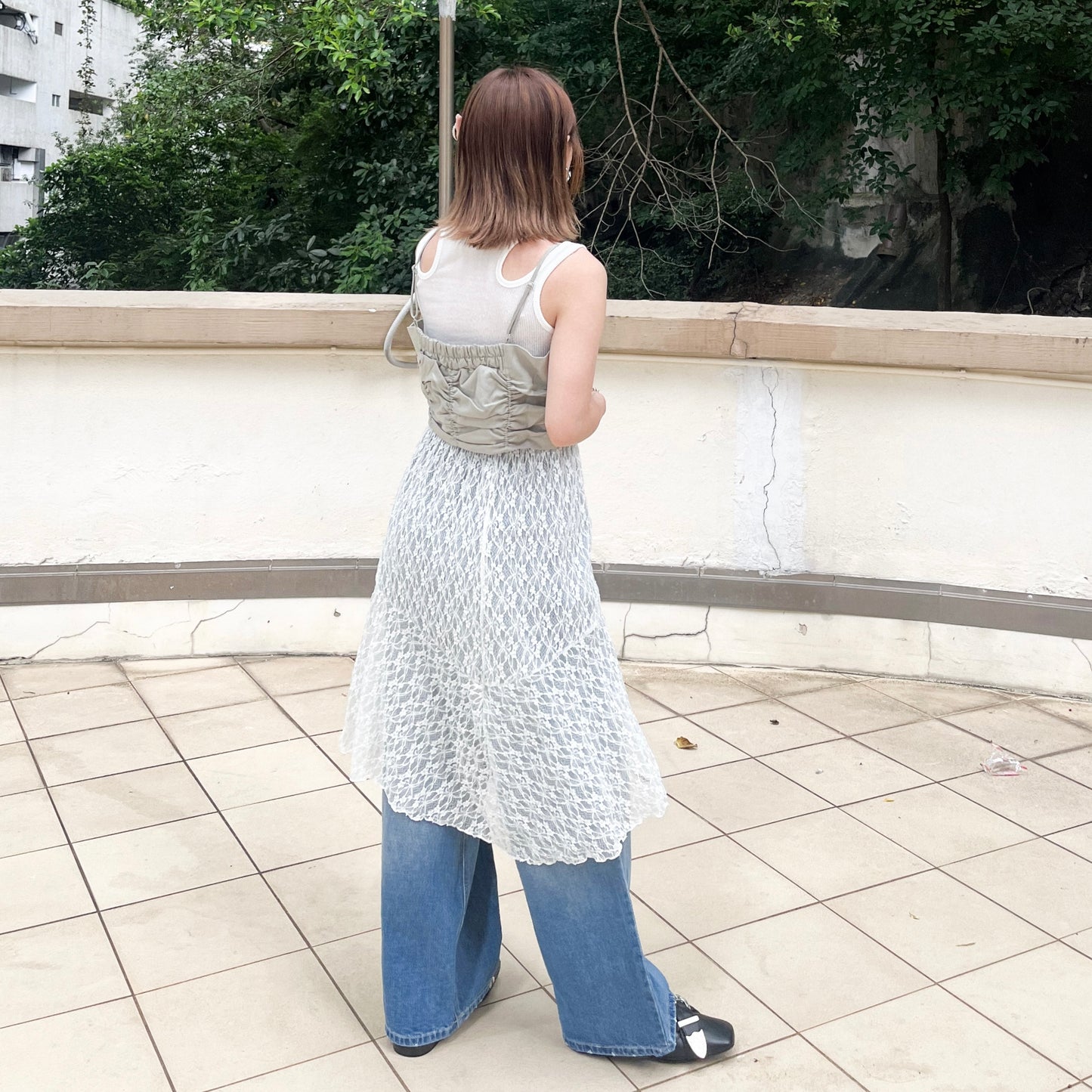 SK88- Laces Top / Skirt | White | Black