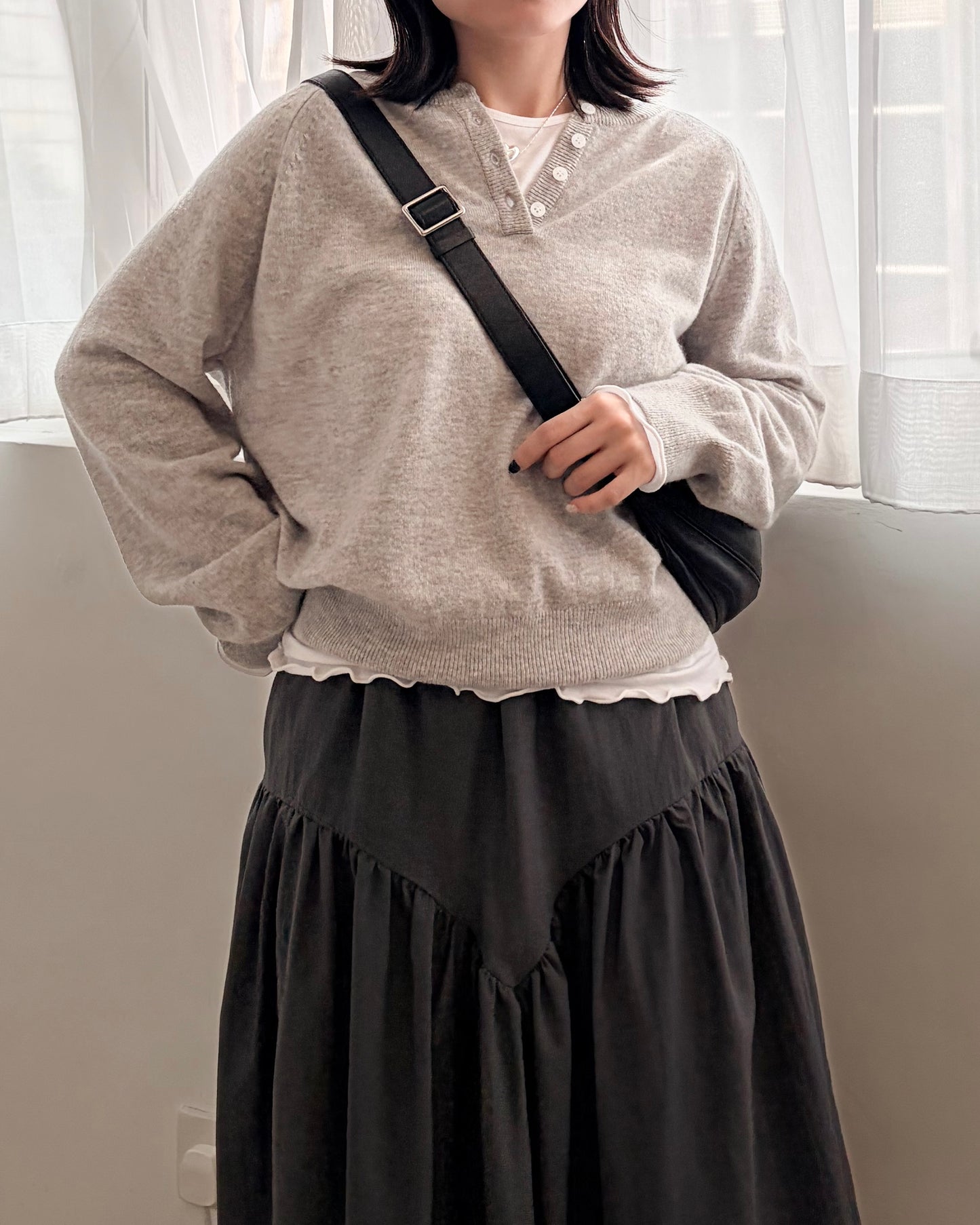 TP719- 圓領 Basic Ruffle Top | White | Pink | Grey | Black