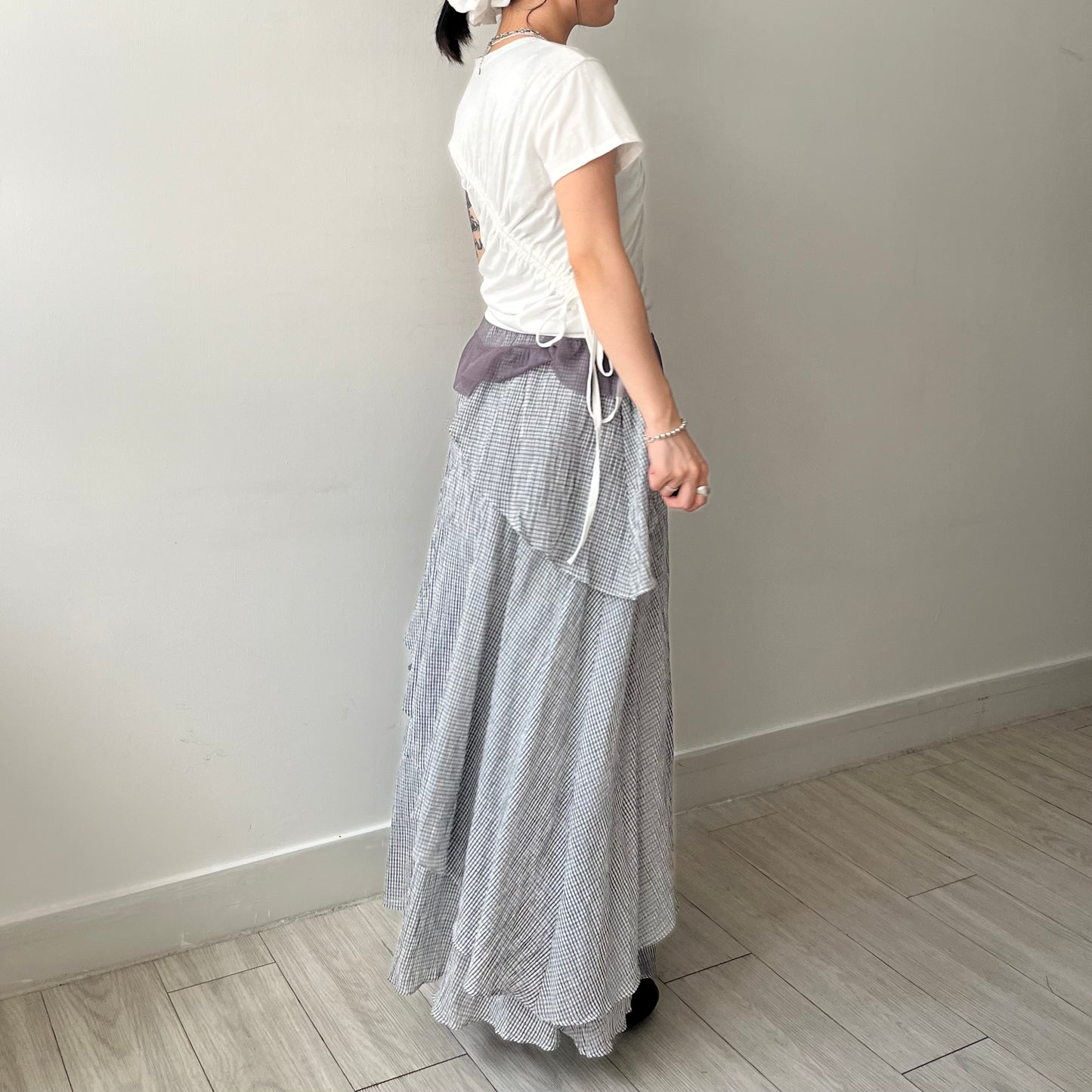 TP646- Drawstring Top | White | Charcoal