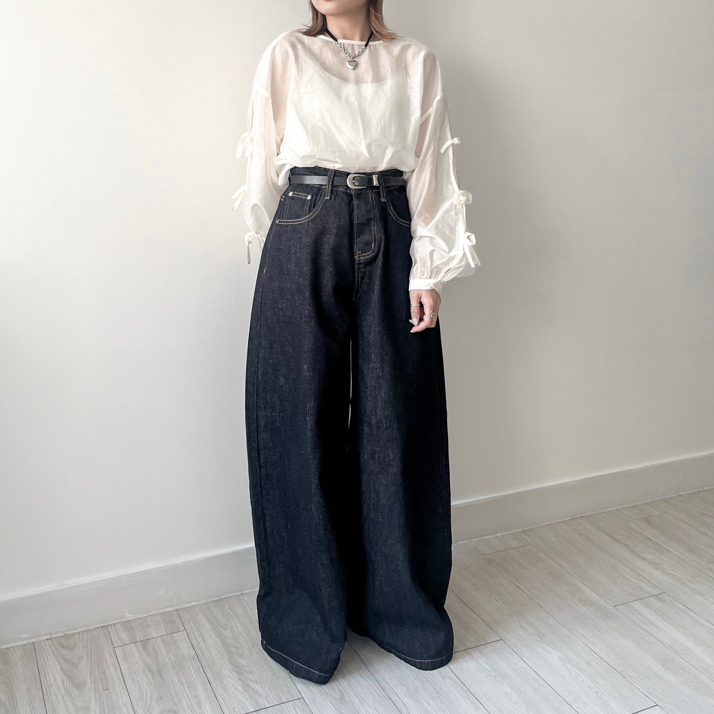 ( must have!! ) PT62- Wide Denim pants | Navy | Blue ( S / M )