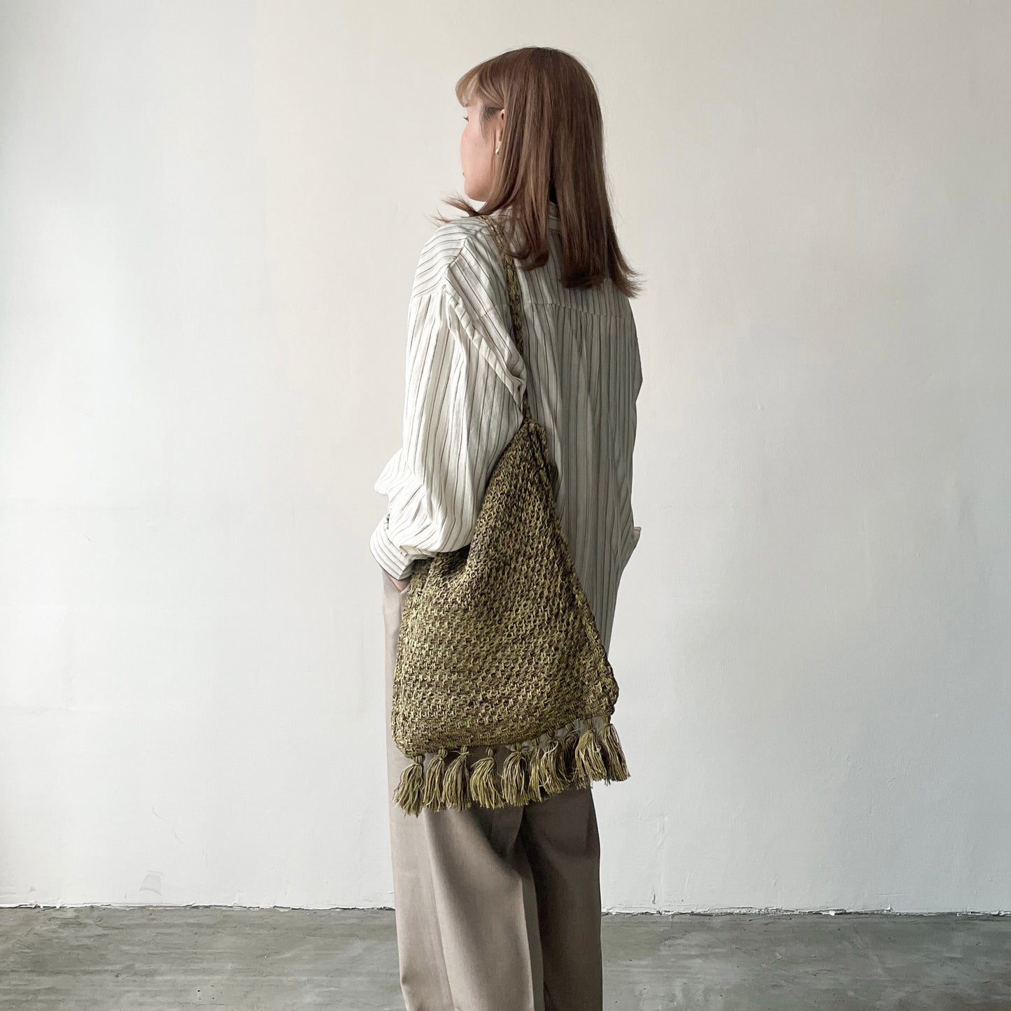 BG24- 2 Way Knitted Bag | Blue | Khaki