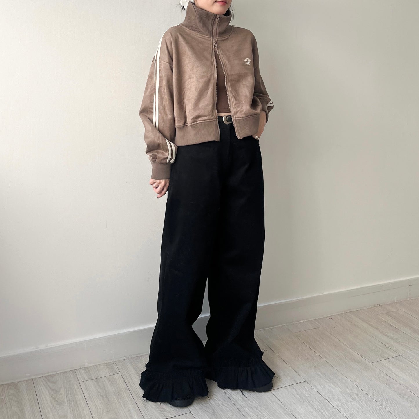 PT69- 荷葉腳扯布褲 | Grey khaki | Black