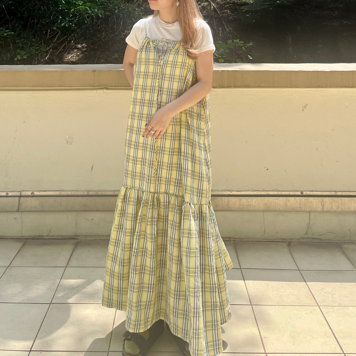 OP28- 2 Way Checked Dress | Yellow | Blue
