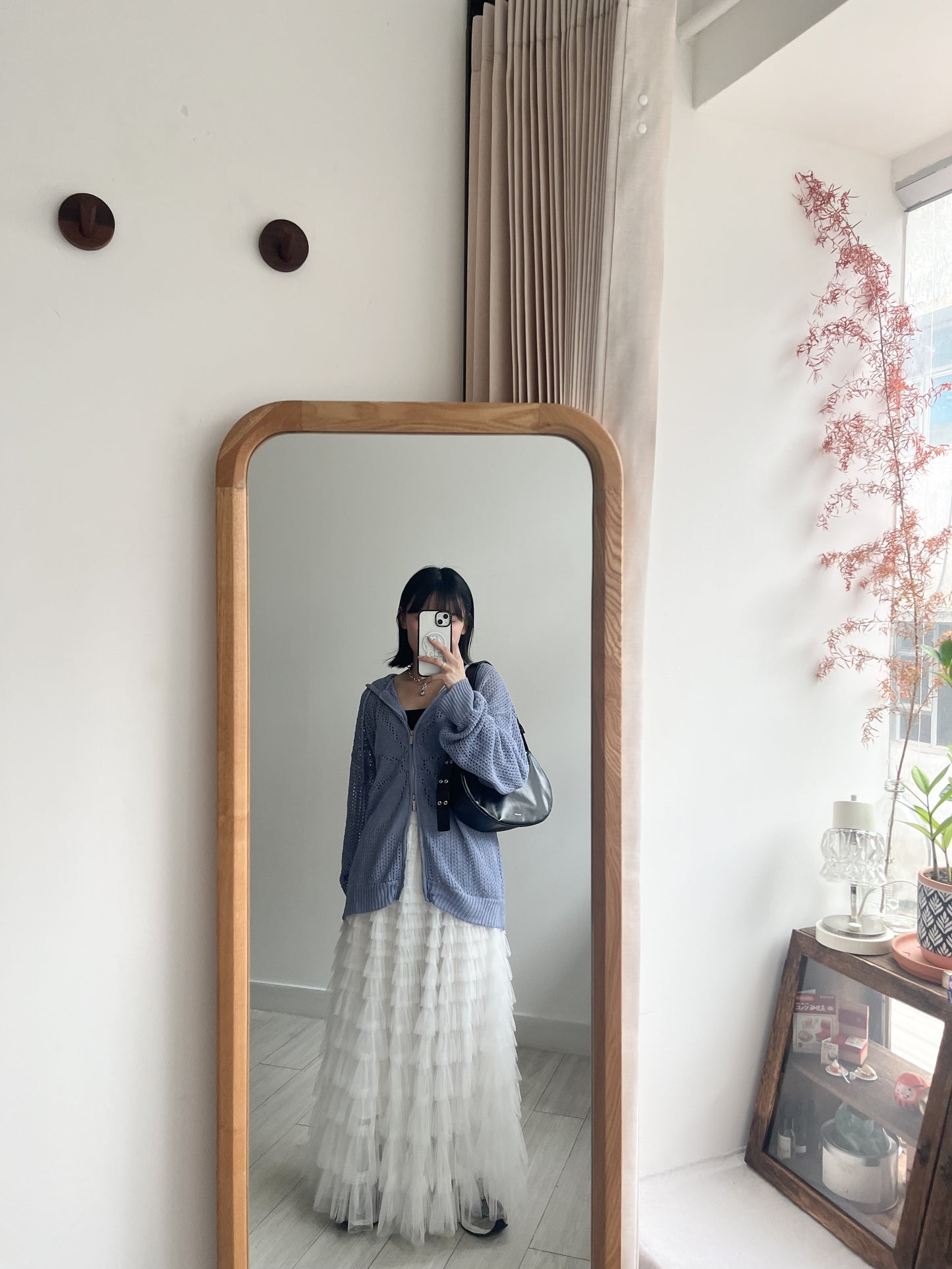 JK40- UNISEX Fafa Mesh Cardigan | Ivory | Sky Blue | Charcoal | Black