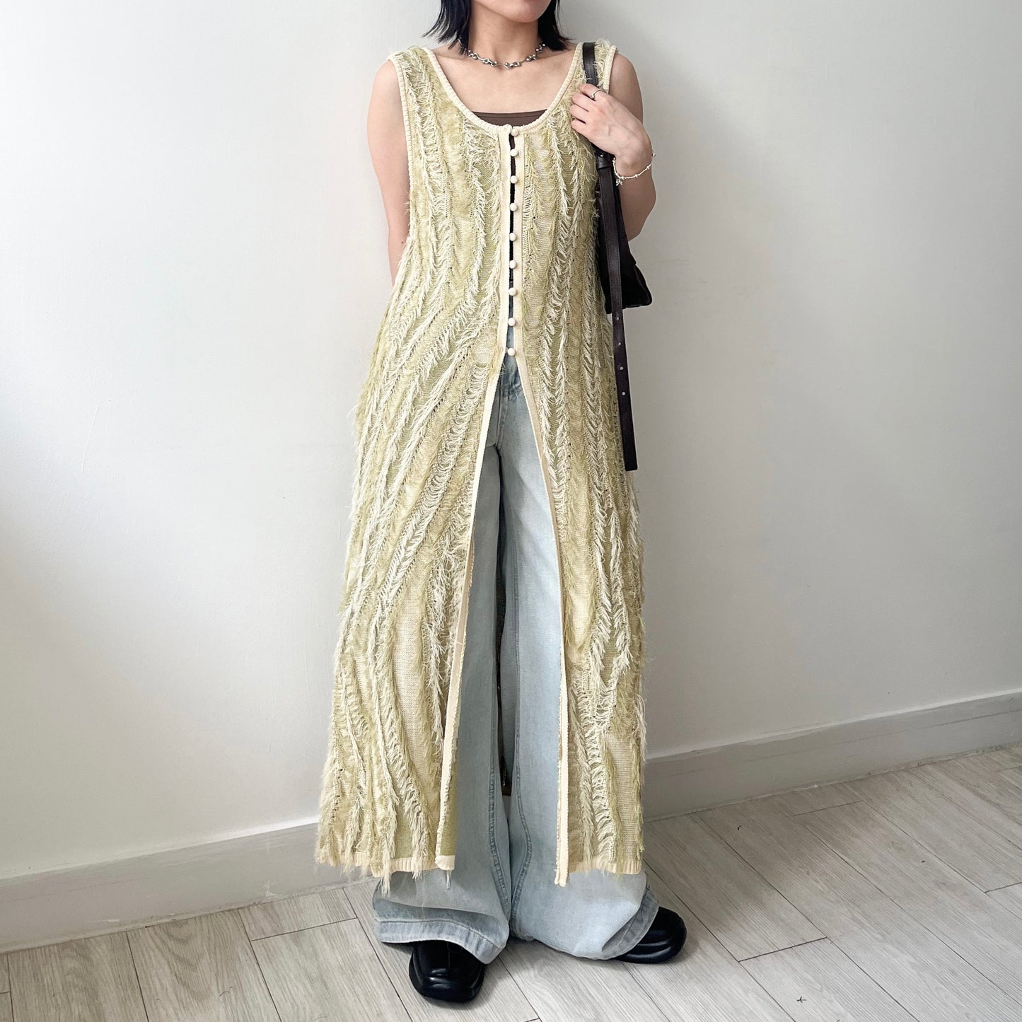 OP67- fringe overflows Gilet dress | Mix | Lime | Black