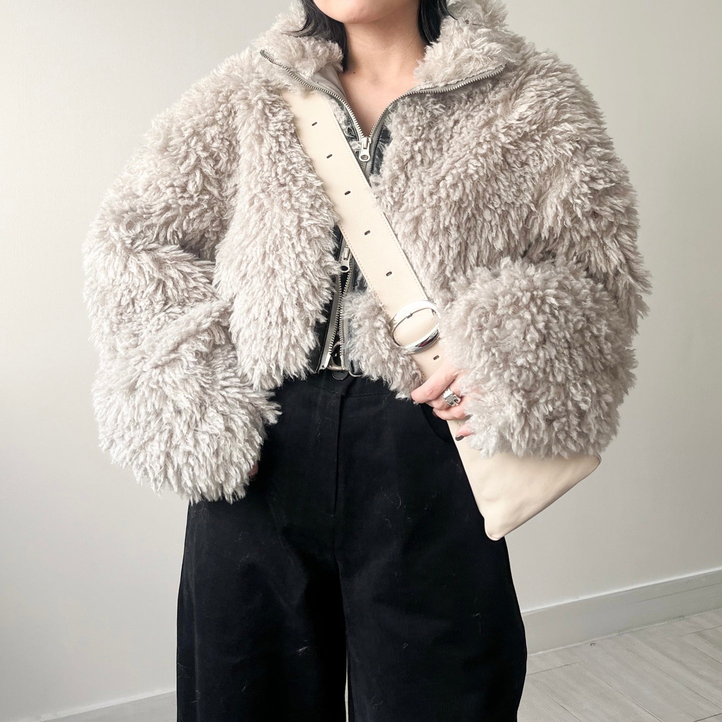 JK34-Double Zip Momo Jacket | Grey | Mocha