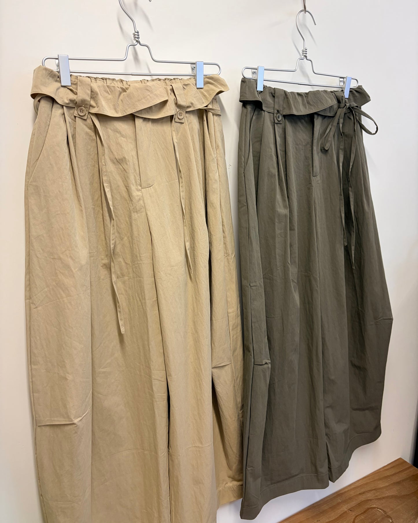 PT105- Ruffle Wide Pants | Beige | Khaki