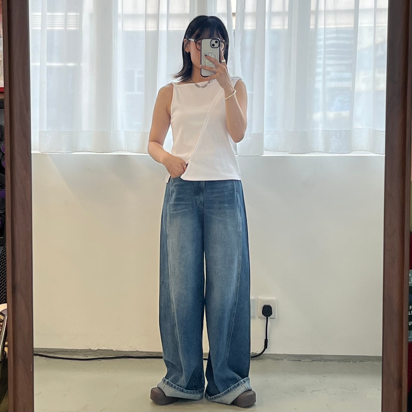 PT95- Wide Leg Blue Denim Jeans ( S / M )