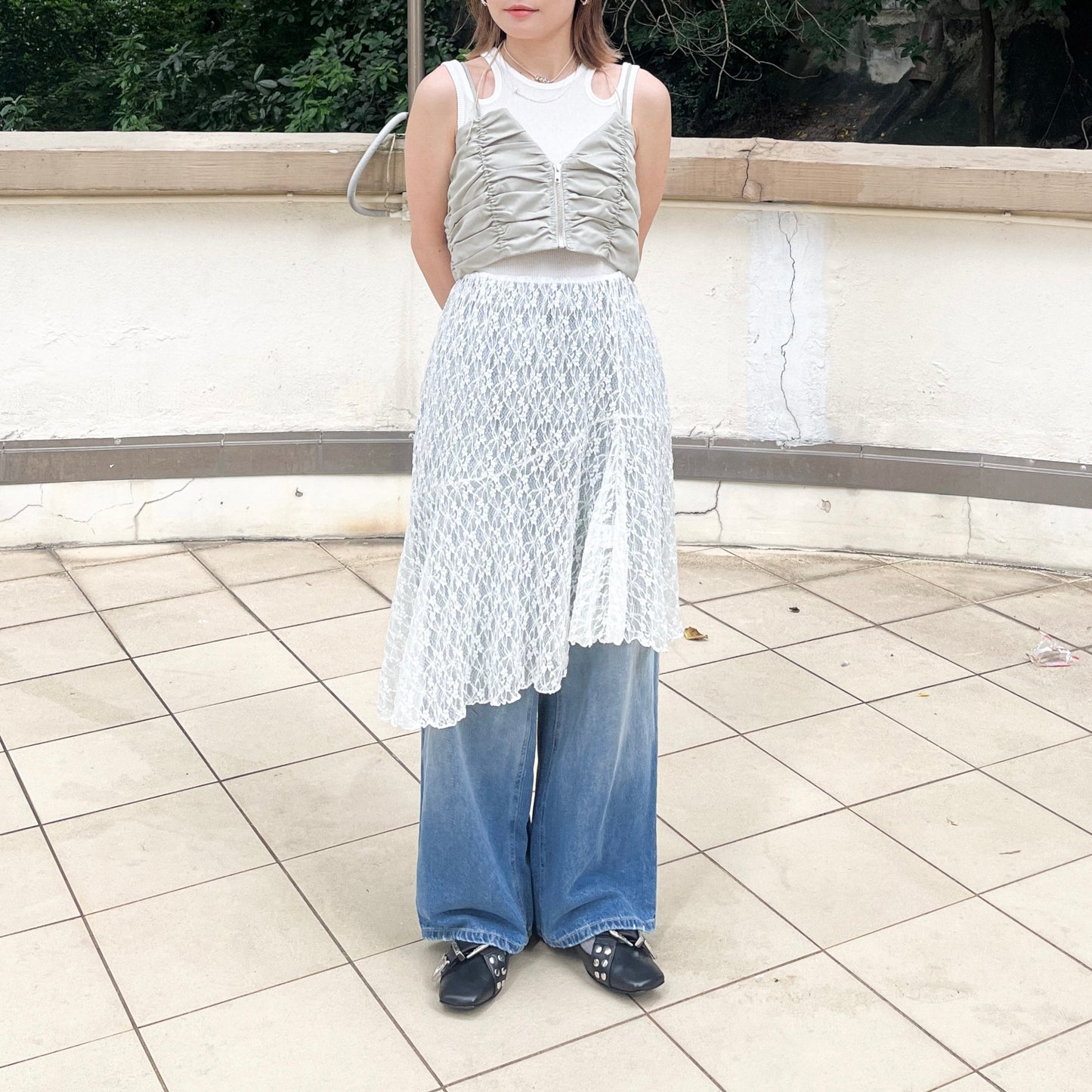 SK88- Laces Top / Skirt | White | Black