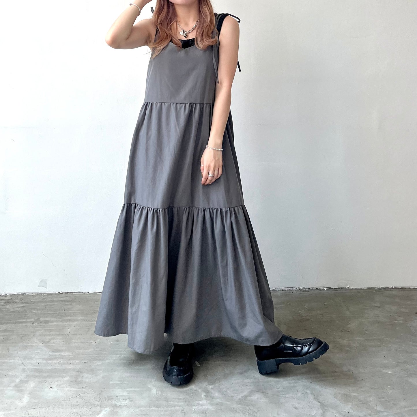 OP33- Ribbon Tiered One Piece | Grey | Black | Green