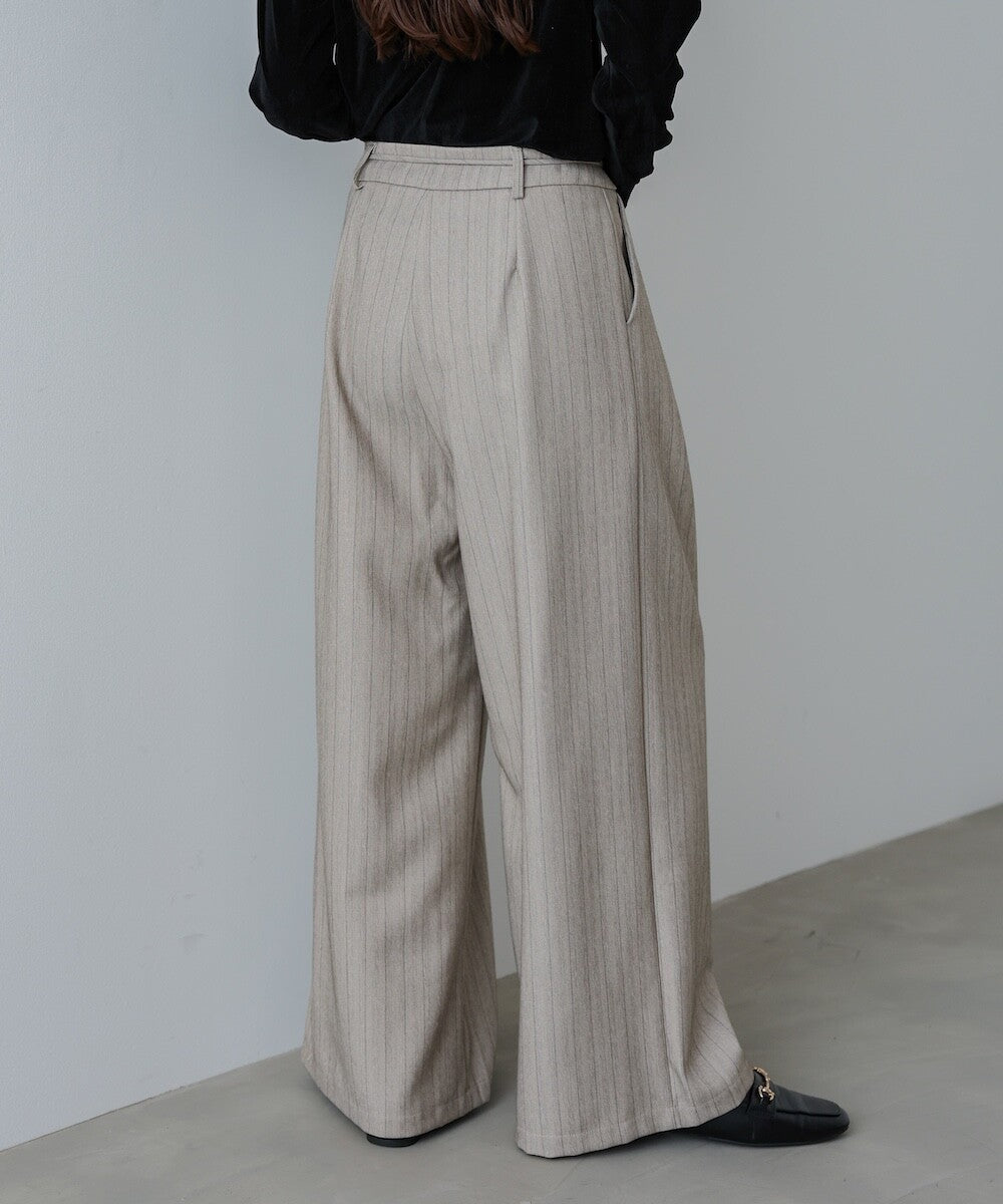 PT100- Stripe Classic Pant | Beige | Grey ( S / M ) 附有一條腰帶