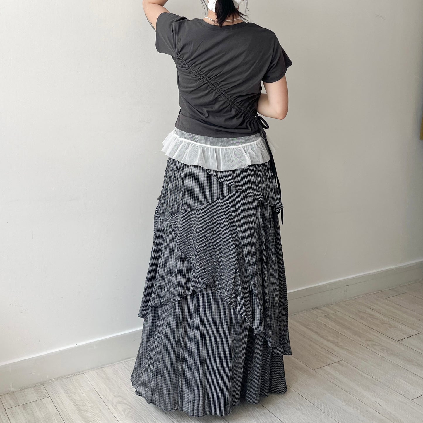 TP646- Drawstring Top | White | Charcoal
