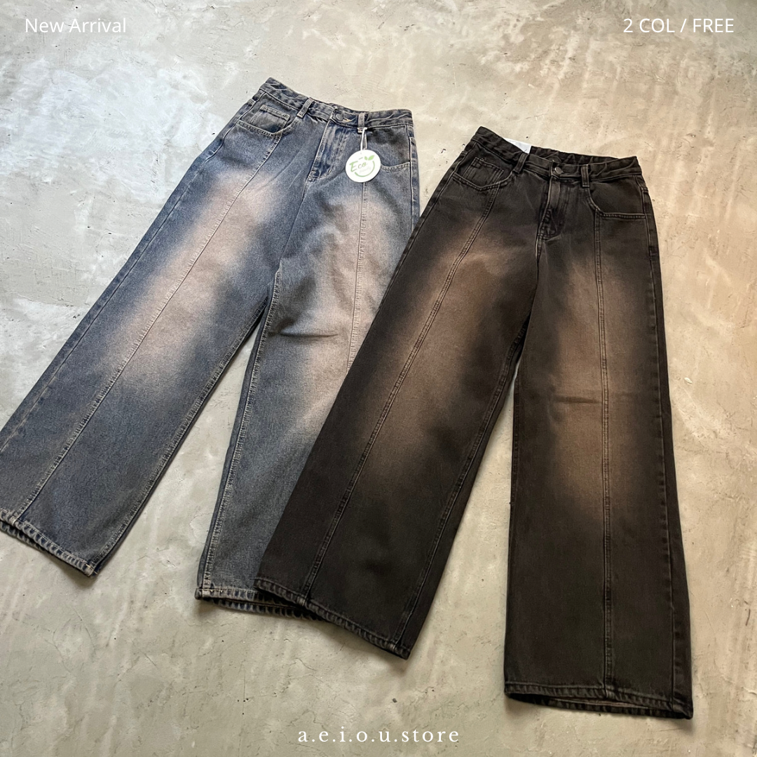 PT38-洗水闊腳牛仔褲 | Navy | Black ( Eco friendly)