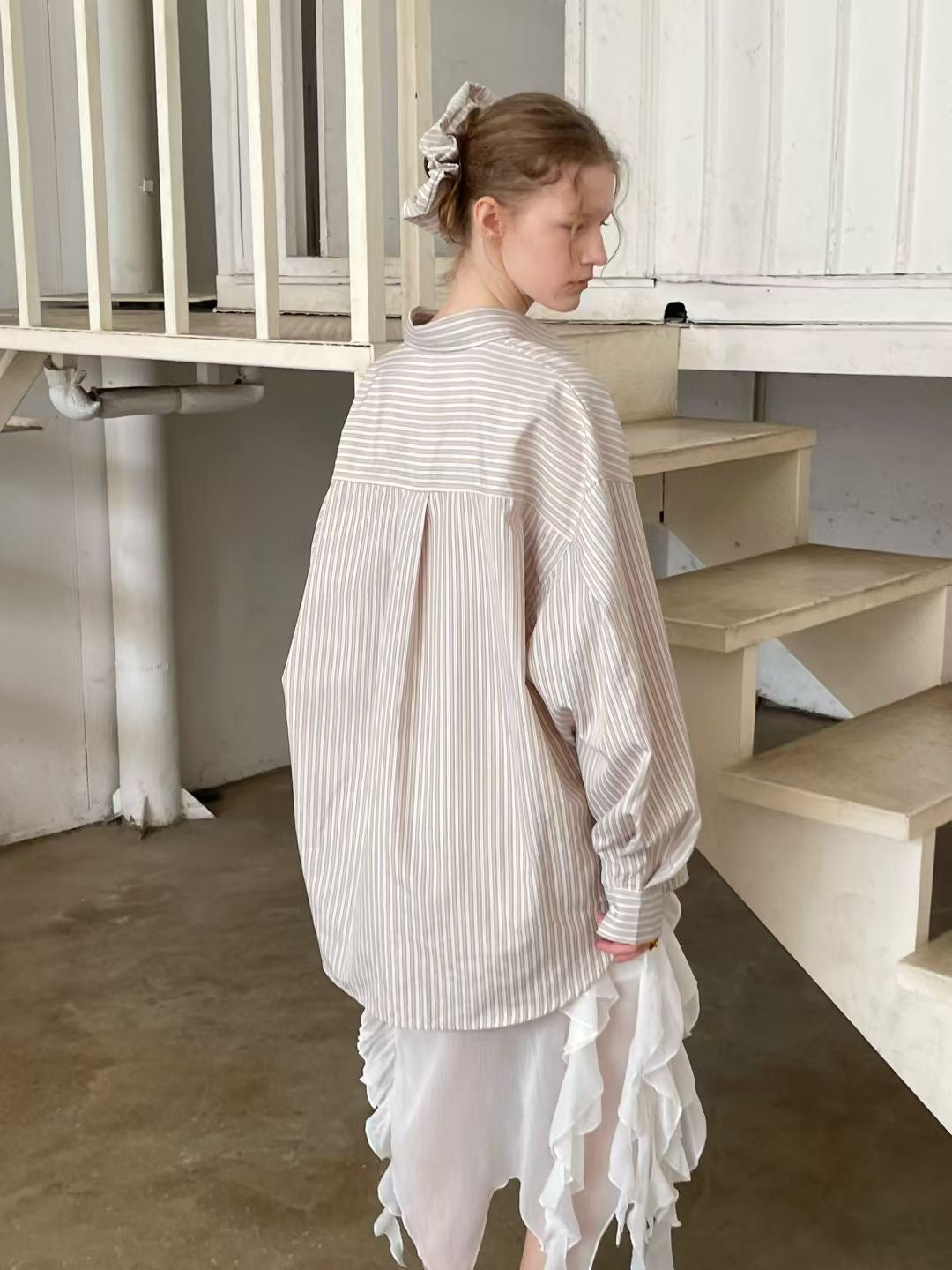 TP658 - 橡筋圈x 恤衫Set | Stripe Beige | Stripe Blue | Blue