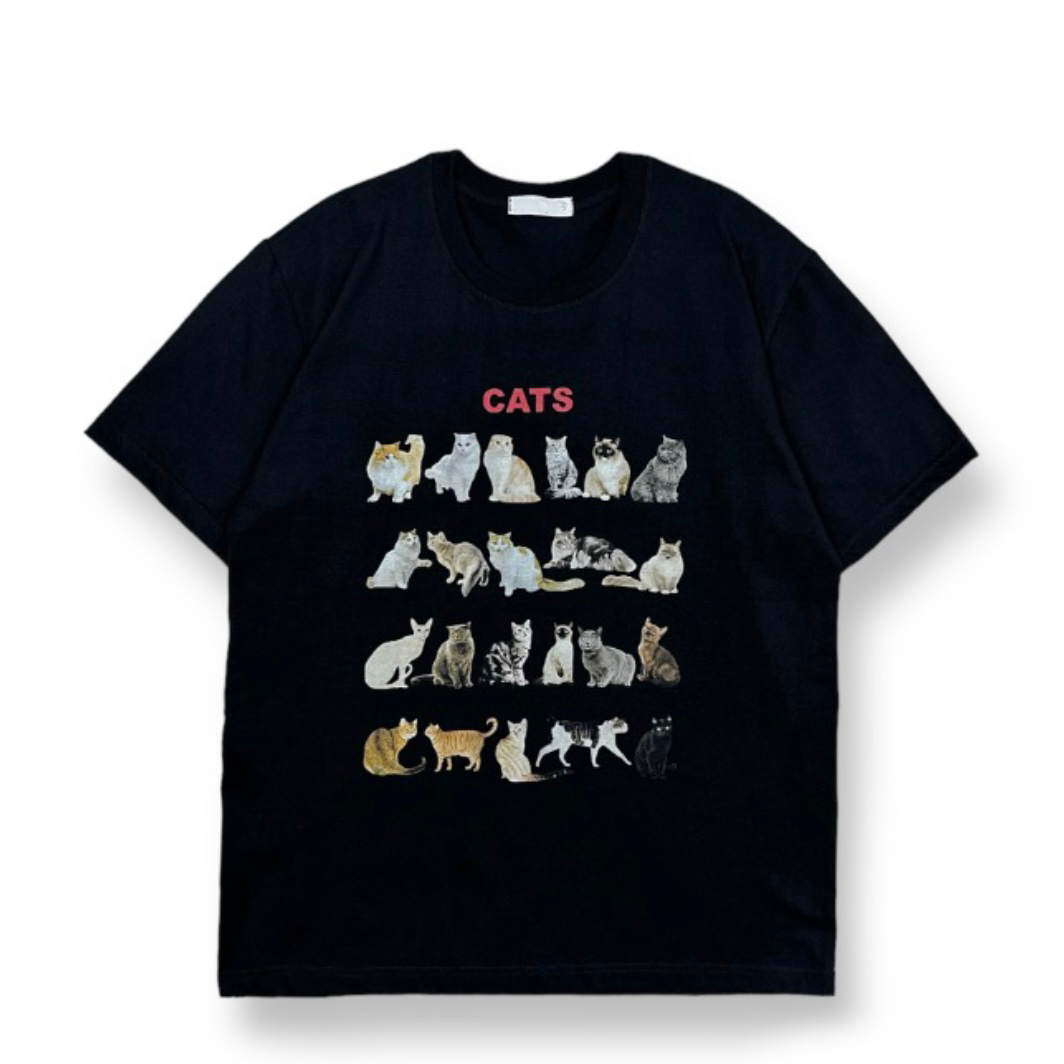 TP166- Cat Over Size Tee | White | Black