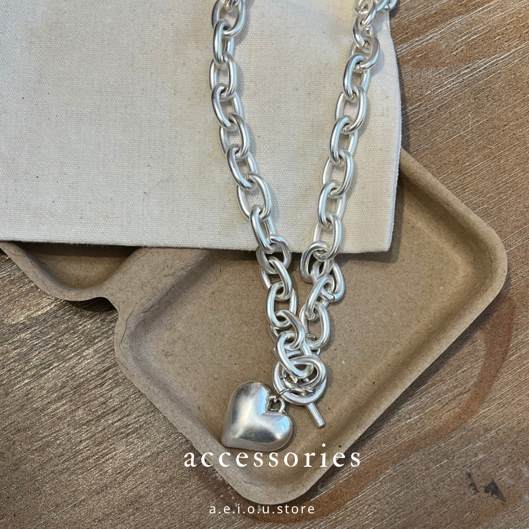 AC198- Big Chain Heart Necklace ( 有重量的 )