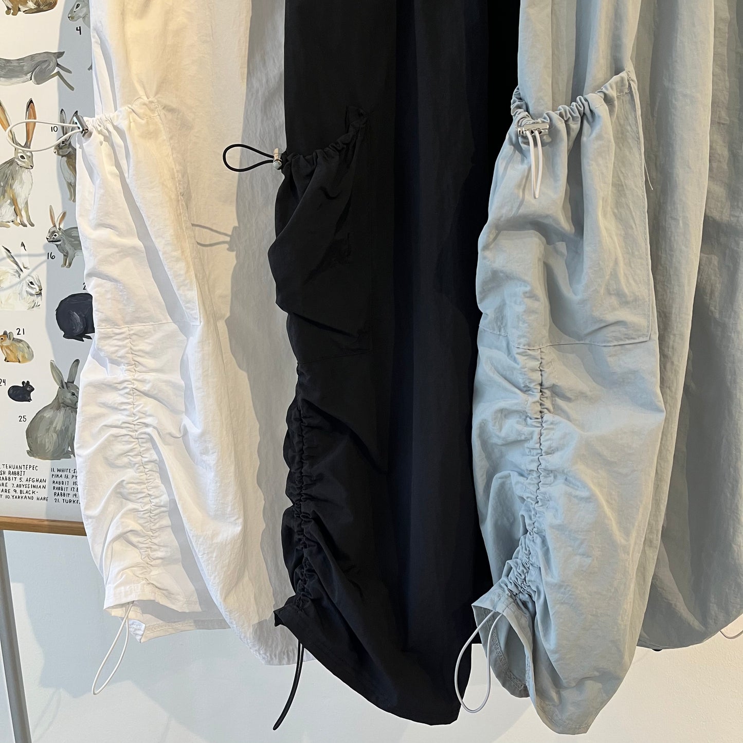 SK32- Two Drawstring Pocket Skirt | White | Blue | Black