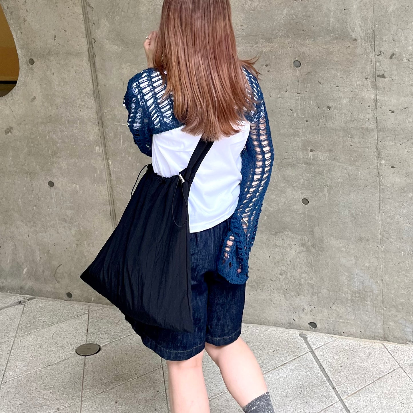 TP143- Super Short Knitted Top | Blue | Black