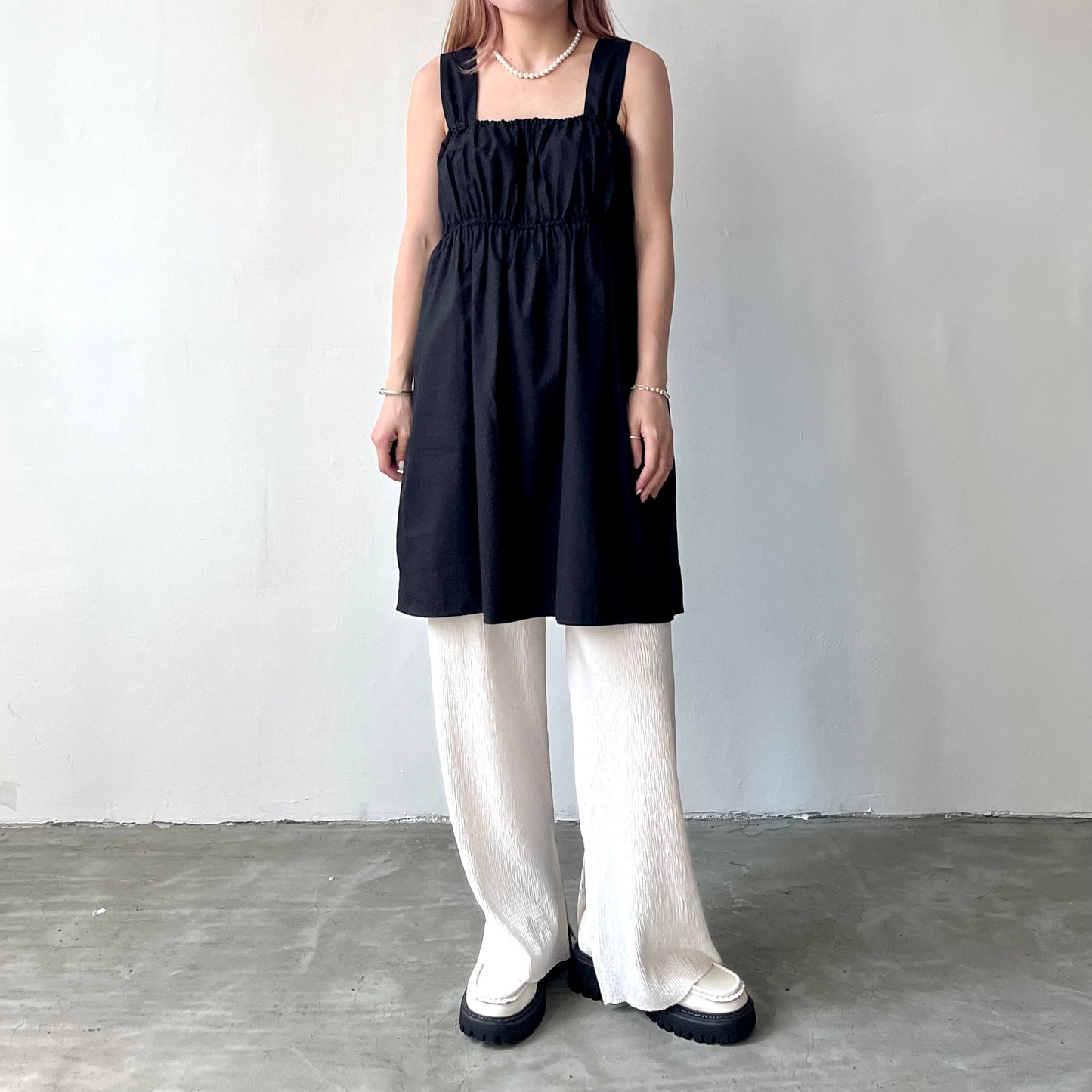 OP34- Thick Shoulder Straps Dress | White | Black
